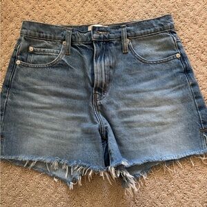 Frame Denim Blue Jean Shorts with Frayed Hem